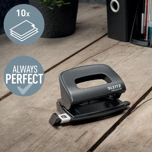 Miniatura 2 de Leitz NeXXt 50100055 - Perforadora de 10 hojas A4, 100% reciclable, acero y plástico reciclado, compensado con CO2, ecológico, rango de reciclaje