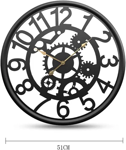 Miniatura 4 de Reloj de pared retro hueco circular engranaje reloj de pared silencio creativo minimalista moda personalidad metal hierro artesanía bar restaurante