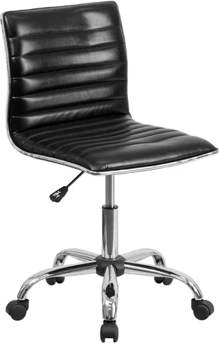 Miniatura 19 de Flash Furniture - Silla de oficina giratoria sin reposabrazos, de color tostado, acanalada, de diseño, respaldo bajo Bronceado/Cromo
