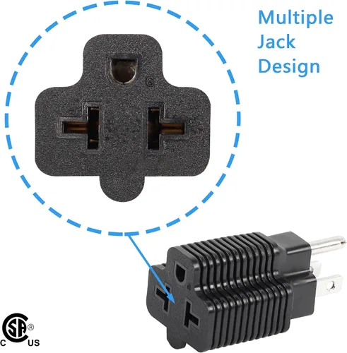 Miniatura 2 de CERRXIAN Adaptador de enchufe 4 en 1 de 15 amperios a 20 amperios, adaptador NEMA 5-15P a 5-15R, 5-15P a 5-20R, 5-15P a 6-15R, adaptador