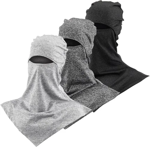 Miniatura 15 de SATINIOR Pasamontañas de 3 piezas, protección solar, cubierta para el cuello, pasamontañas de verano, máscara facial para motocicleta para hombres