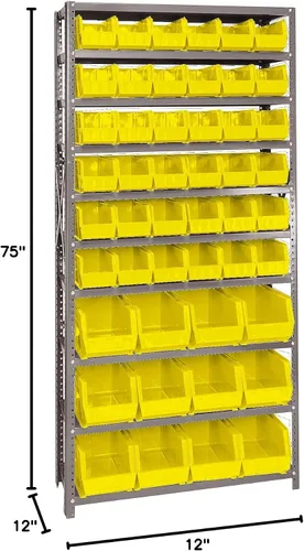Miniatura 619 de Quantum QSBU-245BK Heavy Duty Shelving Unit with (7) Shelves and (24) QUS245 Black Bins for Garage Warehouse Storage Distribution 400 lb Load