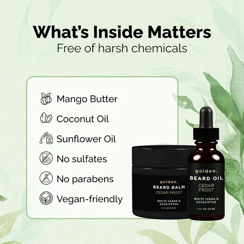 Miniatura 4 de Golden Grooming - Paquete de barba para hombres negros, kit de crecimiento natural con bálsamo de 2 onzas y aceite de 1 onza, acondicionador
