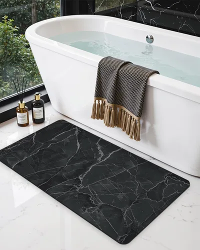 Miniatura 25 de DEXI Alfombra de baño ultra fina, de 16 x 24 pulgadas, antideslizante, para suelo de ducha, absorbente, de secado rápido, de mármol, perfil bajo