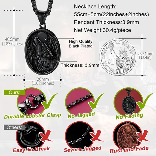 Miniatura 5 de FaithHeart Collar con colgante de lobo vikingo nórdico para hombres y mujeres, acero inoxidable, chapado en oro de 18 quilates, joyería con embalaje
