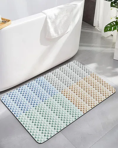 Miniatura 7 de Tapete de baño a cuadros rojos y verdes para bañera, antideslizante, de secado rápido y absorbente, de tierra de diatomeas, fregadero de ducha