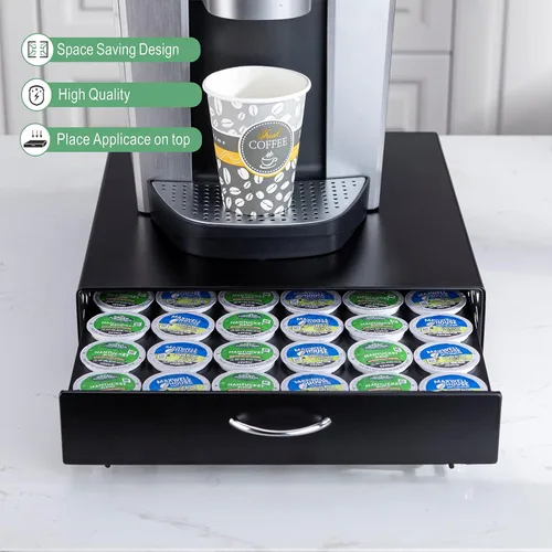 Miniatura 3 de K Cup Pod - Cajón superior de hierro, soporte para cápsulas de café, compatible con almacenamiento de cápsulas, 42 K cup (negro)