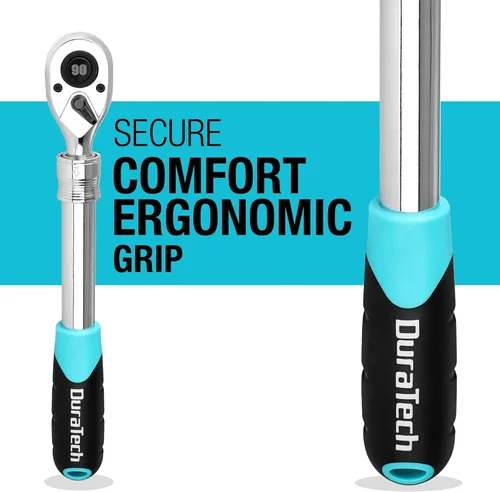 Miniatura 6 de DURATECH Trinquete de accionamiento extensible de 1/2 pulgadas, llave de trinquete reversible de 90 dientes con liberación rápida con mango