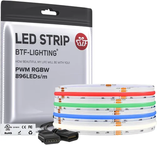 Miniatura 18 de BTF-LIGHTING FCOB COB Tira de luz LED RGBW 6500K 896LED/m 3m DC12V Flexible de cambio de color de alta densidad y luz uniforme de 12mm de ancho