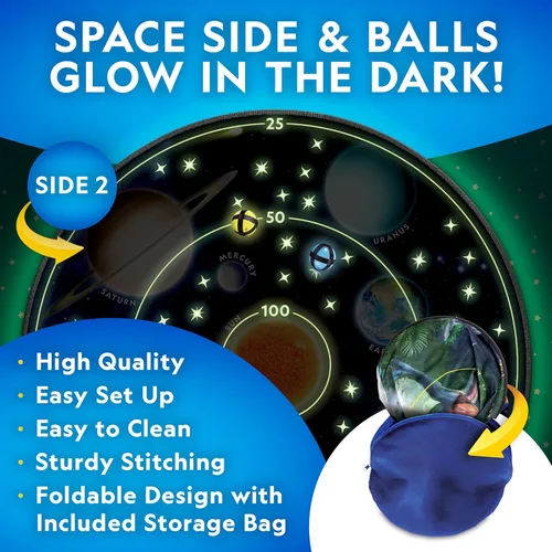 Miniatura 3 de Tablero de dardos para niños National Geographic Kids con brillo en la oscuridad - Juego de dardos con pelotas brillantes, tablero de dardos