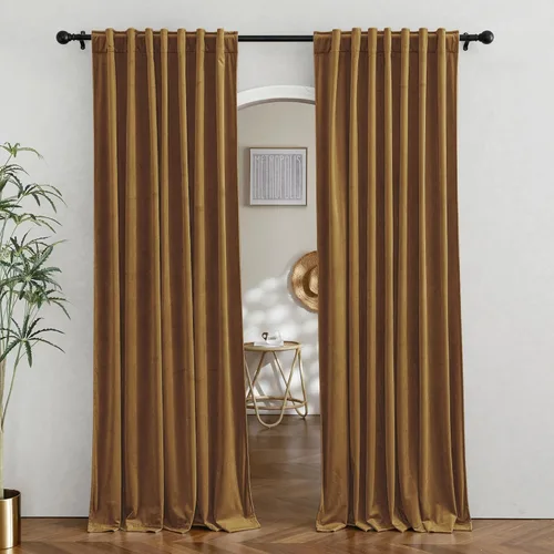 Miniatura 72 de RYB HOME - Cortinas de terciopelo beige, cortinas decorativas resistentes con pestaña trasera, cubierta de privacidad para oscurecer habitación