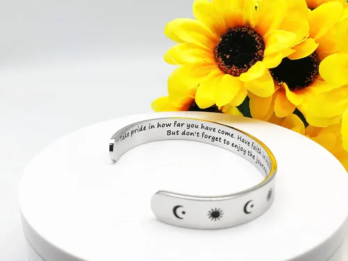 Miniatura 161 de Pulseras inspiradoras para mujer, joyería de acero inoxidable, con refranes, pulsera motivacional con mensaje oculto, pulseras grabadas para mejor