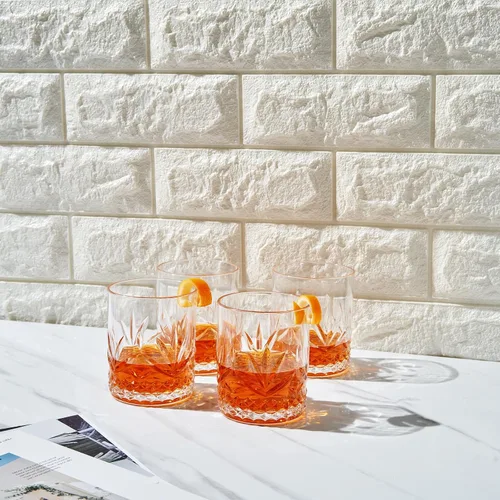 Miniatura 7 de Vasos irrompibles de plástico Tritan para cóctel, whisky, agua y vino Juego de 4 vasos Rocas reutilizables a la antigua, colores acrílicos Claro