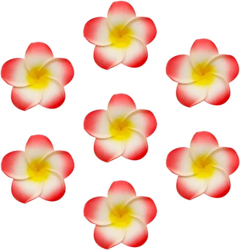 Miniatura 8 de 100 pétalos artificiales de plumeria rubra hawaiana de espuma de Frangipani de 2.4 pulgadas de diámetro, para decoración de bodas, fiestas