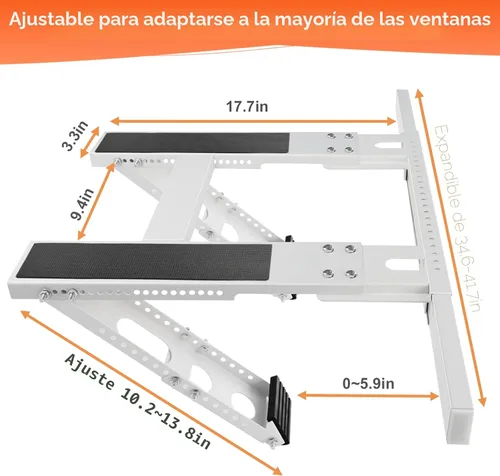 Miniatura 6 de Soporte de CA para ventana sin taladro, soporte de brazo único para ventanas pequeñas, soporta hasta 165 libras, instalación interior ajustable