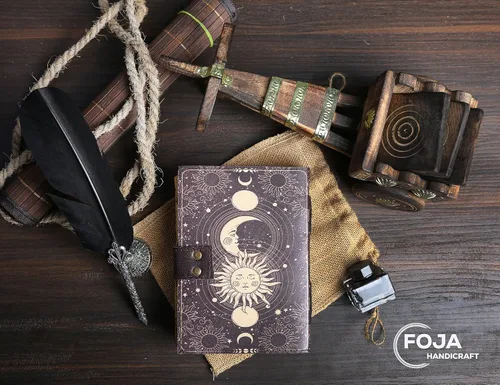 Miniatura 3 de Sun & Moon - Diario vintage de cuero para hombres y mujeres, 200 páginas de papel vintage antiguo hecho a mano, cuaderno de bocetos de cuero, diario