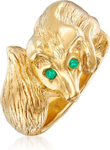 Miniatura 3 de Ross-Simons Anillo de oro italiano de 18 quilates sobre zorro de ley con detalles de esmeralda