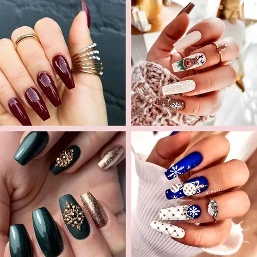 Miniatura 6 de Puntas de uñas postizas acrílicas de media cubierta, 500 puntas de uñas postizas con forma de uñas postizas, 10 tamaños con estuche para salones