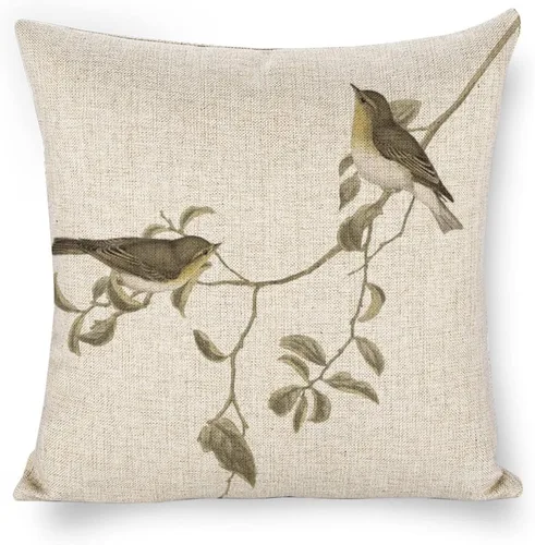 Miniatura 8 de Fundas de almohada decorativas de lino con diseño de pájaro en acuarela de 18 x 18 pulgadas para sofá, dormitorio, sala de estar y automóvil