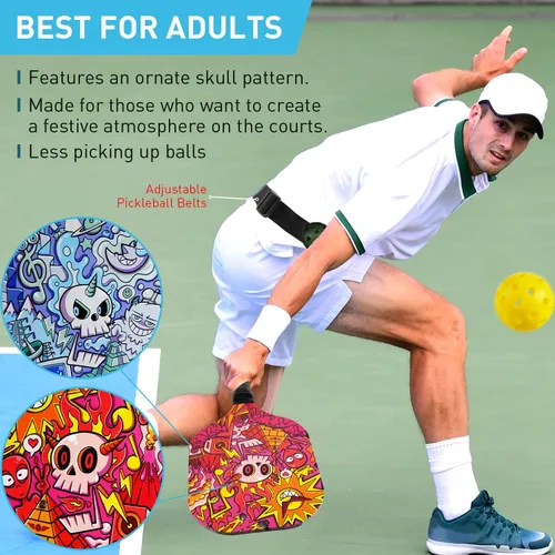 Miniatura 3 de Pickleball Paddles Set of 4 for Beginners Men Women Adults Patrón de calavera ornamentado