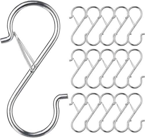 Miniatura 9 de FSAH 17 piezas de ganchos en S para colgar con hebilla de seguridad, ganchos de acero inoxidable con forma de S de 3.5 pulgadas con bloqueo