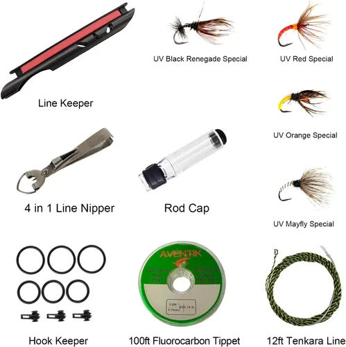 Miniatura 2 de Aventik FreshStart Tenkara Rod de 7 pies/8 pies, Kit Completo de Caña Tenkara para Principiantes, Fibra de Carbono 24T, Fácil de Lanzar, Flexible