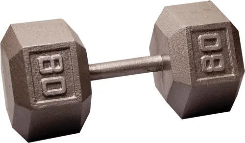 Miniatura 7 de Body-Solid Mancuerna hexagonal de hierro fundido, pesas de mano para hombres y mujeres, mancuernas de peso para entrenamiento de fuerza, culturismo