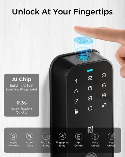 Miniatura 5 de Cerradura inteligente con llave Apple Home, cerradura de puerta de entrada sin llave para puerta delantera, funciona con Homekit, teclado, bloqueo