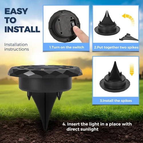 Miniatura 6 de SOLPEX Mini Luces Solares de Suelo, Juego de 12 Luces Solares para Exterior Impermeables, Iluminación de Paisaje para Camino de Jardín, Entrada