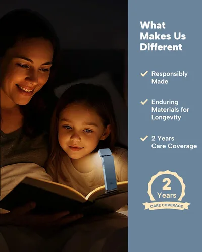 Miniatura 7 de 86lux Luz de Libro, Luz de Lectura LED Recargable con Clip para Uso en Cama y Noche - 3 Temperaturas de Color con Atenuación Continua, Diseño de Azul