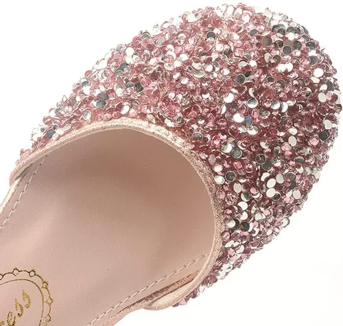 Miniatura 4 de Zapatos planos de ballet Mary Jane con diamantes de imitación para niña, con brillantina, para niña de las flores, para boda, fiesta, zapatos