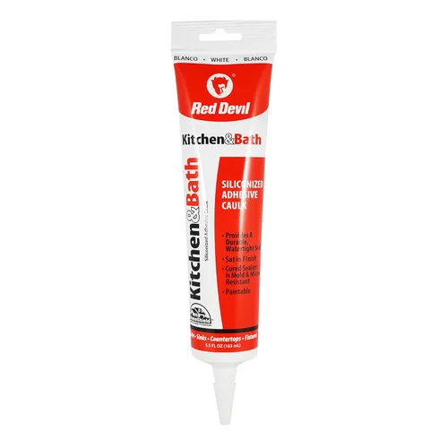 Miniatura 11 de Red Devil 0406 Masilla y sellador acrílico de silicona, 100% impermeable, pintable, masilla blanca para cocina, baño, ventana, con Duraguard, 5.5