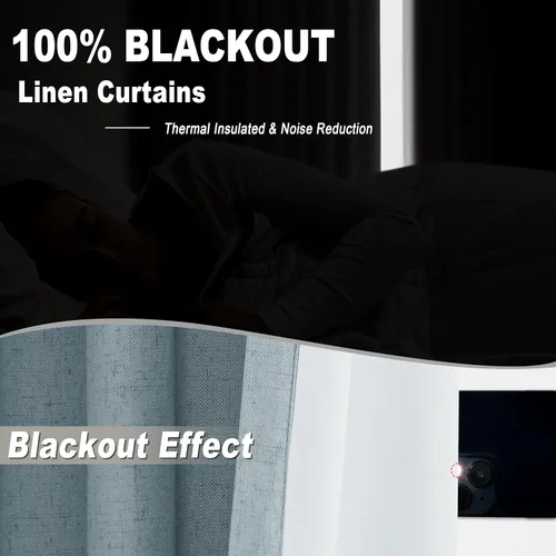 Miniatura 3 de Joywell Cortinas plisadas de lino 100 % opacas de 84 pulgadas de largo, cortinas con pestañas traseras para oscurecer la habitación con ganchos