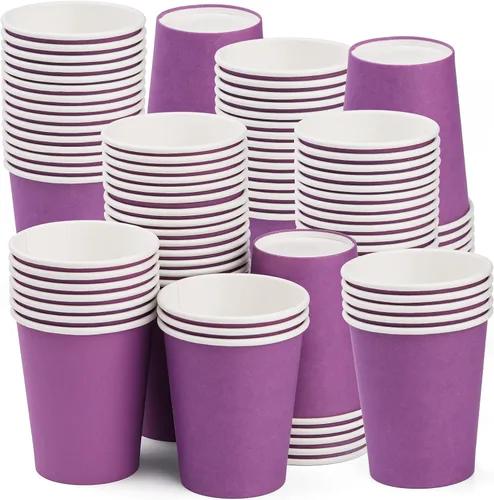 Miniatura 30 de Vasos de papel de 8 onzas, paquete de 25 unidades, vasos de café de papel desechables, para bebidas calientes o frías, para Halloween, fiestas, Negro