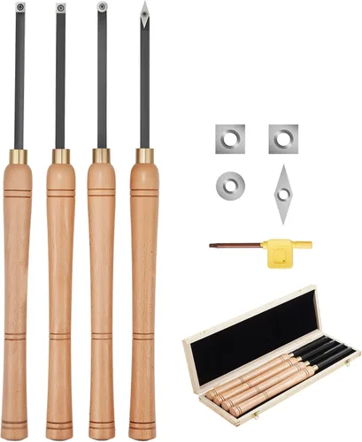 Miniatura 10 de VEVOR Juego de cinceles de madera, 12 piezas, cincel de mano tallado de 3-3/4 pulgadas de longitud de hoja con mango de eucalipto rojo, caja