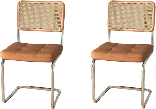 Miniatura 10 de Sillas de comedor de ratán, sillas de cocina, sillas de comedor modernas con madera maciza para cocina, sala de estar, silla de mediados de siglo