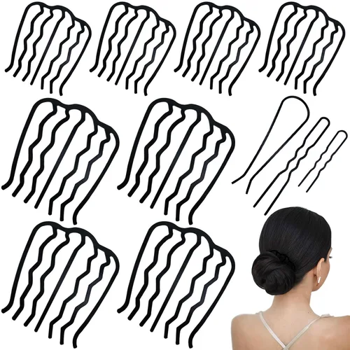 11 peines laterales de metal para el cabello, pinzas de horquilla para el cabello, peine de giro francés, barra de pelo updo, herramientas de