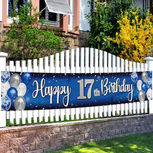 Miniatura 31 de Decoración de feliz cumpleaños número 100, globo azul y plateado número 100, cartel grande de telón de fondo de cumpleaños, suministros para fiesta