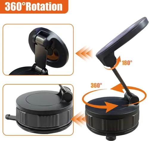 Miniatura 4 de Soporte magnético para teléfono para automóvil, soporte plegable para teléfono con imán fuerte, soporte ajustable de 360° con ventosa de vacío