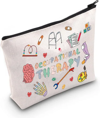 LEVLO Linda bolsa de maquillaje de terapia ocupacional para terapeutas del futuro OT, regalo de atención médica para mujeres y niñas BFF, 4X-Large