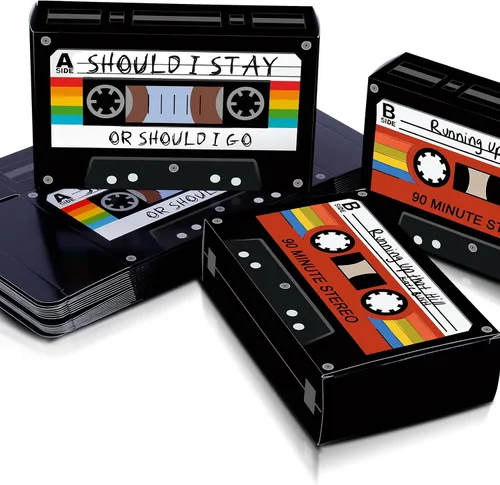 READIGO Decoraciones para fiesta de los 80 y 90 - 24 piezas de cajas de regalo de cintas de cassette retro, caja de regalo de mixtape vintage para