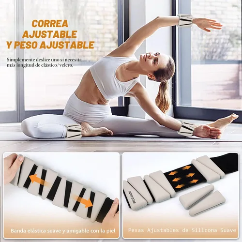 Miniatura 5 de BECOJADDE Juego de pesas de tobillo de 2 (1 libra/2 libras/3 libras cada una) Pesas ajustables de muñeca para mujeres y hombres, pesas portátiles