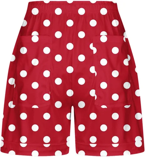 Miniatura 6 de Zquehuo Pantalones cortos casuales de lunares con cordón para mujer, pantalones cortos de verano 2023 con cintura elástica y bolsillos
