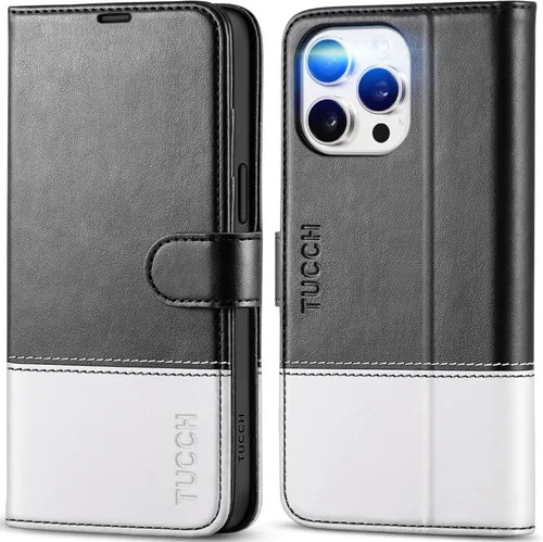 Miniatura 13 de Funda tipo billetera TUCCH para iPhone 15 Pro Max, con bloqueo RFID, con soporte para 4 tarjetas, a prueba de golpes, con interior de TPU, con funda