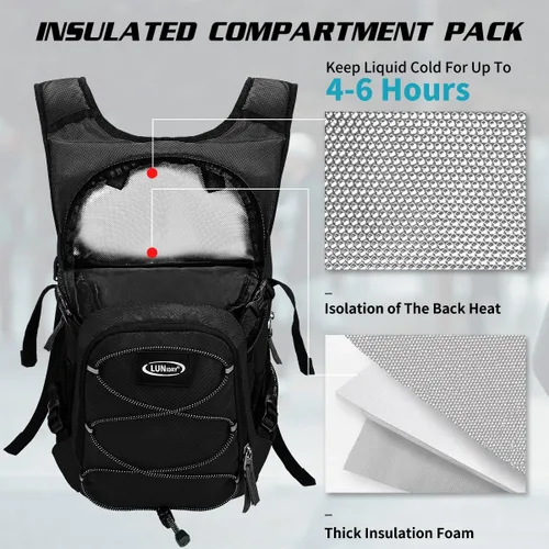 Miniatura 3 de Mochila de hidratación con vejiga de agua de 3 litros, mochila de hidratación aislada para correr, mochila de agua ligera para senderismo, ciclismo