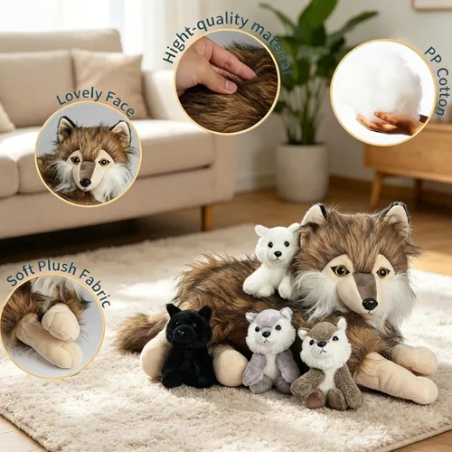 Miniatura 8 de 5 en 1 Gato de Peluche con Gatitos Bebés, 1 Mamá Gato Naranja de Peluche con 4 Gatitos de Peluche Lindos Juguetes de Gato para Niñas y Niños