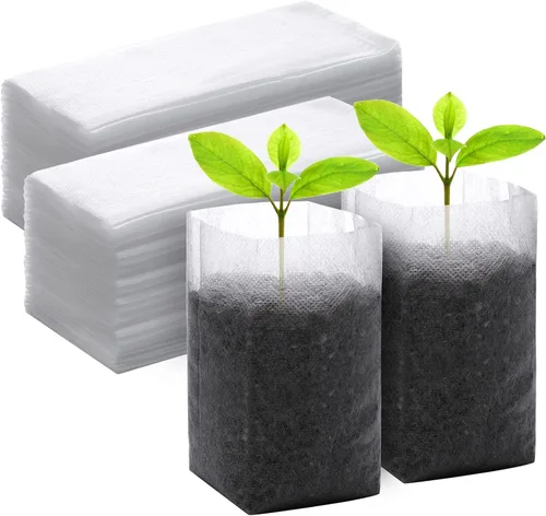 Miniatura 16 de Greaner 100 bolsas de cultivo de vivero grandes, 7.8 x 8.6 pulgadas, bolsa de cultivo de plántulas de tela biodegradable no tejida, bolsas