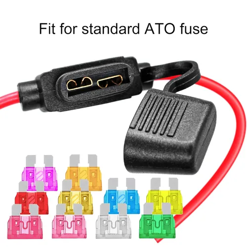 Miniatura 4 de VANTRONIK Portafusibles en línea mediano impermeable con cable AWG calibre 14 de 10 pulgadas de largo, apto para fusibles de hoja estándar ATO ATC