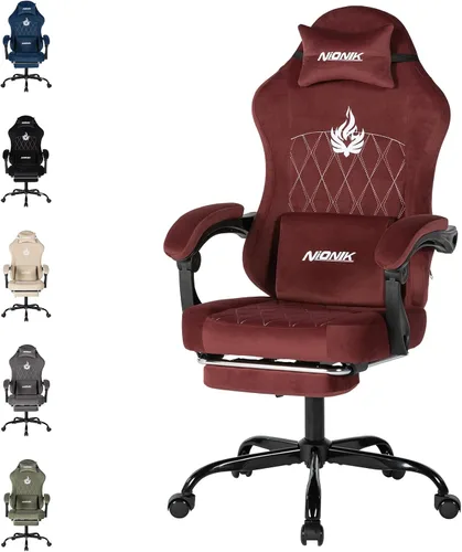 Silla ergonómica para videojuegos, sillas para videojuegos, sillas de computadora para videojuegos, sillas de videojuegos para adultos, soporte Rojo