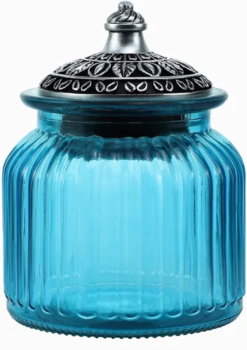 Miniatura 16 de SOCOSY Tarro de cristal transparente vintage para dulces con tapa, tarro de comida, tarro de nueces, caja de joyería, tarros de dulces de boda